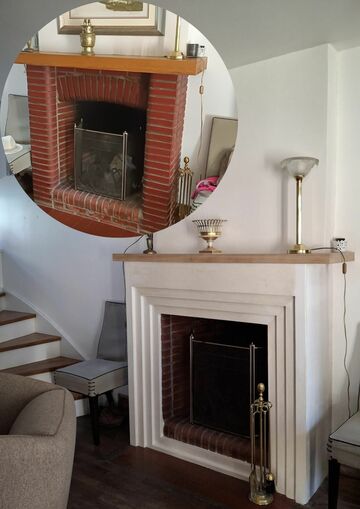 Découvrez comment nous avons métamorphosé cette cheminée en brique, passant d'un style traditionnel à une esthétique résolument moderne.